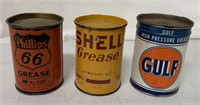 Gulf, Shell & Phillips 66 grease cans