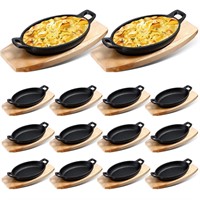 Mifoci 12 Sets Cast Iron Skillet with Wooden Base