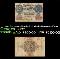 1909 Germany (Empire) 20 Marks Banknote P# 37 Grad