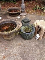 Elephant, rabbit and bird bath