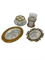 Fancy bathroom accessories gold filigree