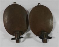 Pair of copper wall mount candle sconces