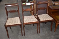 Three Tell City Mahogany Chairs w/Upholstered Seat