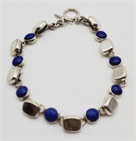 (N) Sterling Silver Lapis Bracelet (7" long)