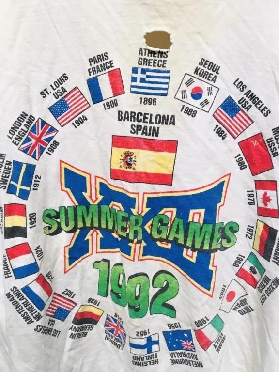 Vtg Barcelona 1992 Summer Olympics White T Shirt