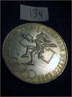 1968 Mexico 25 Peso Olympics .720 Silver Coin