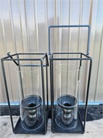 2-BLACK CANDLE HOLDERS