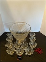 Pedestal Punch Bowl & Cups