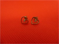 10 K Yellow Gold Heart Earrings