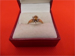 10 K Yellow Gold Amber Ring Size 7.5, 1.73 Grams