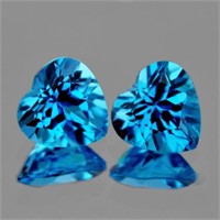 Natural Swiss Blue Topaz Heart  Pair 31.85 Cts {Fl