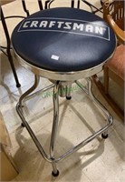 Craftsman work stool, chrome base, adjustable