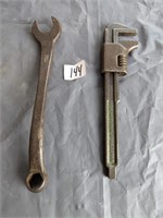 Tool Lot- FORD Wrench & Adjustable Pipe Wrench