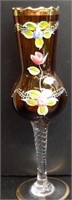 Vintage arnot 24K gold enamel amber glass wine