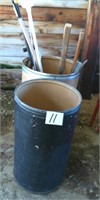 (2) Barrels w/Garden Tools etc.