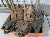 5 OLD LEATHER BALL GLOVES
