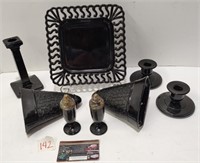 Black Amethyst Antique Glassware Grouping