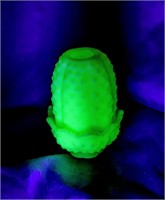 Fenton Hobnail Uranium Fairy Lamp Stamped
