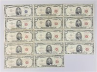 1953-A, 2 1953-B & 11 1963 $5 Bank Notes.