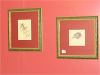 (2) Framed Bird Prints - One Measures Approx. 13