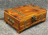 Cedar dresser box with key (former cigar box)