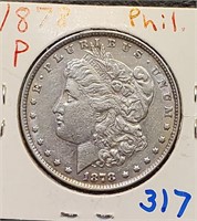 1878 Morgan US silver dollar Philadelphia XF-AU