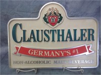 "Clausthaler" Plastic Non-Alcoholic Beer Sign