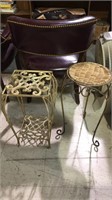 Two metal side tables for a patio deck or