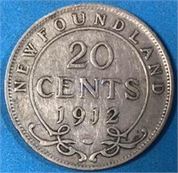 1912 20 Cents Silver Newfoundland