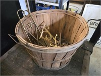 Wood basket full of L shaped shelf holder