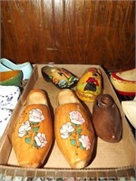 9 Dutch Wooden Carved Shoes