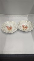 Set of 2 Vintage Decorative Rose Serving Bowls