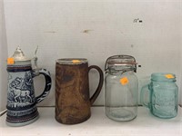 Steins and Glass Jars