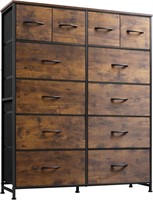 WLIVE 12-Drawer Dresser, Rustic Brown Wood