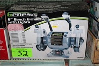 Genesis GBG600L 6" Bench Grinder w/Lights, NIB