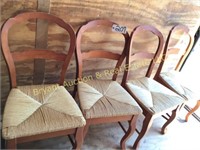 4 CHAIRS W RATTAN SEAT