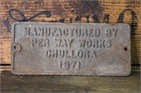 Per Way Chullora 1971 Cast Iron Plate