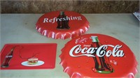 COCA COLA STOVE EYE TOP COVERS, AND SIGN