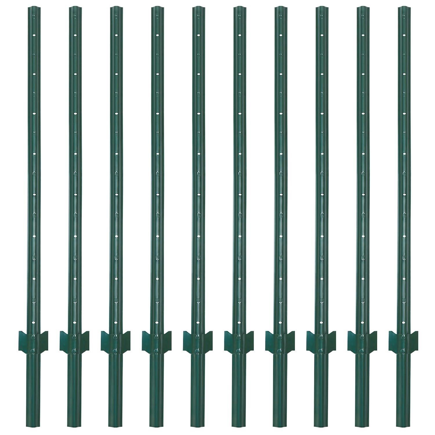 LADECH 6ft Sturdy Metal Fence Post - 10 Pack