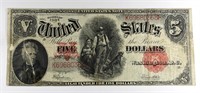 1907 $5 "WOODCHOPPER" LEGAL TENDER