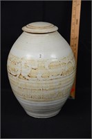 11.5" POTTERY JAR W/LID