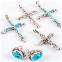 Jewelry Sterling Silver Cross Pendants & Earrings