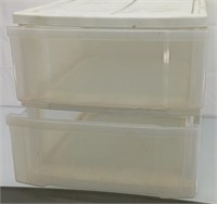 2 drawer plastic storage bins 17"x 21"x 17" +1 sm