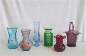 Lot Decorative Colored Glass Vases