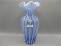 Fenton 11" Melon Rib vase-blue opal