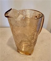 Jeanette Glass Floragold Pitcher