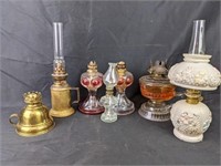 7 Vintage Miniature Oil Lamps