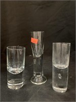 3 CONTEMPORARY ASSORTED SHOT GLASSES