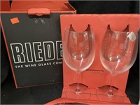 2 RIEDEL CRYSTAL BORDEAUX WINE GLASSES