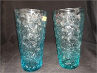 2 VINTAGE 6.75 “ LT BLUE TUMBLERS